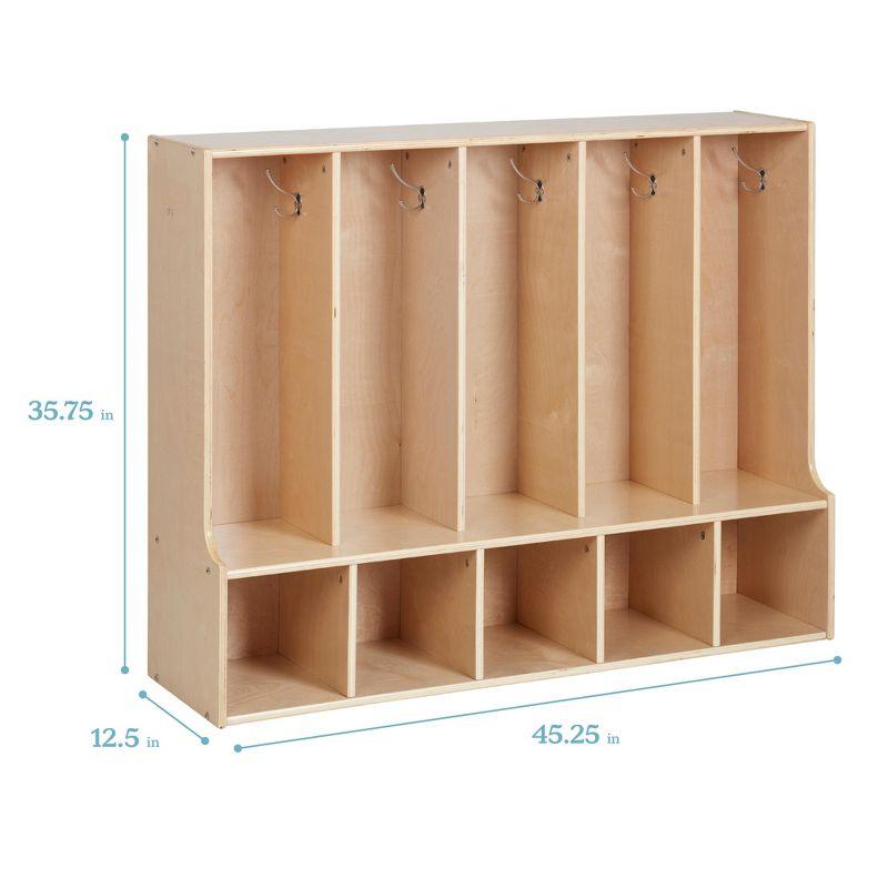 ECR4Kids Streamline 5-Section Toddler Coat Locker with Bench, Classroom Furniture