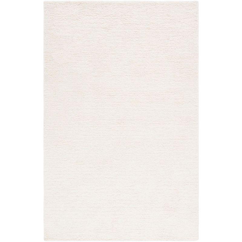 Ivory Hand-Tufted Wool Shag Area Rug, 5' x 8'