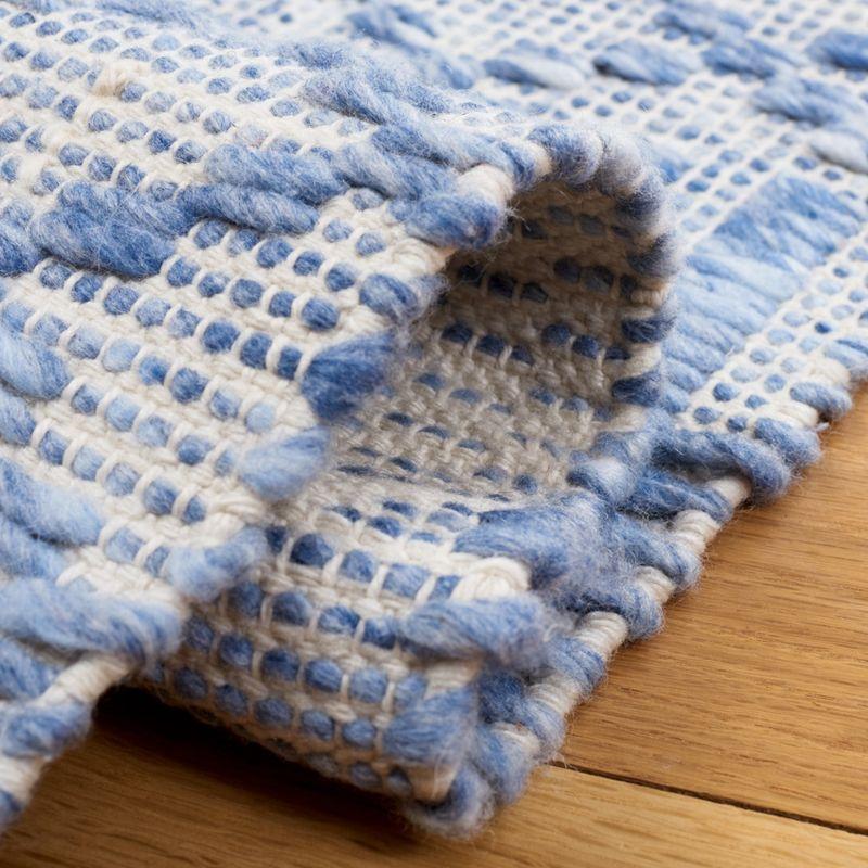 Coastal Breeze Blue Rectangular 3'x5' Flat Woven Wool Rug