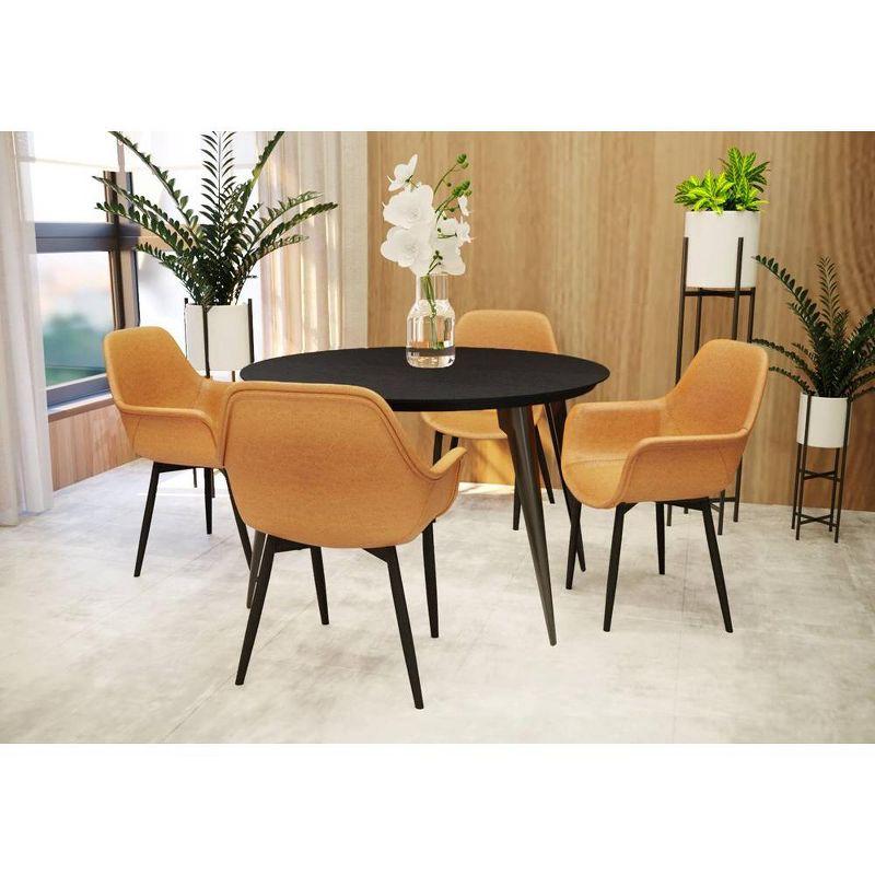 LeisureMod Markley Leather Dining Arm Chair With Metal Legs Set of 4 in Light Brown