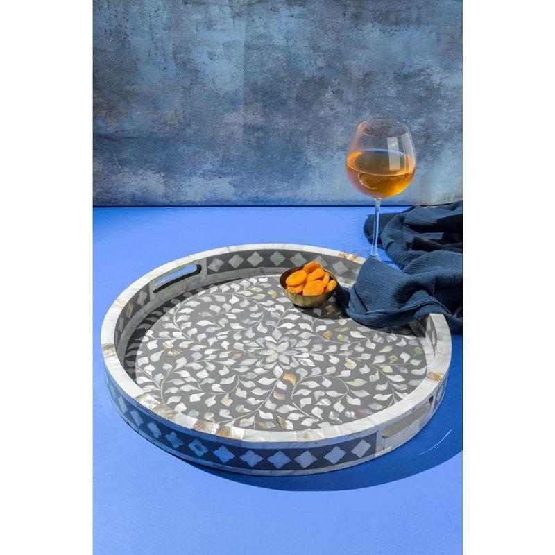Jodhpur Mother of Pearl Decorative Tray, Grey
