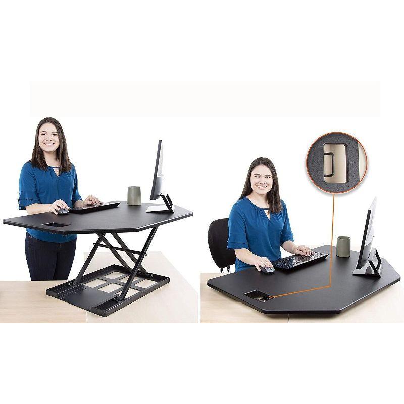 X-Elite Premier Corner Standing Desk Converter with Pneumatic Height Adjustment - Black – Stand Steady