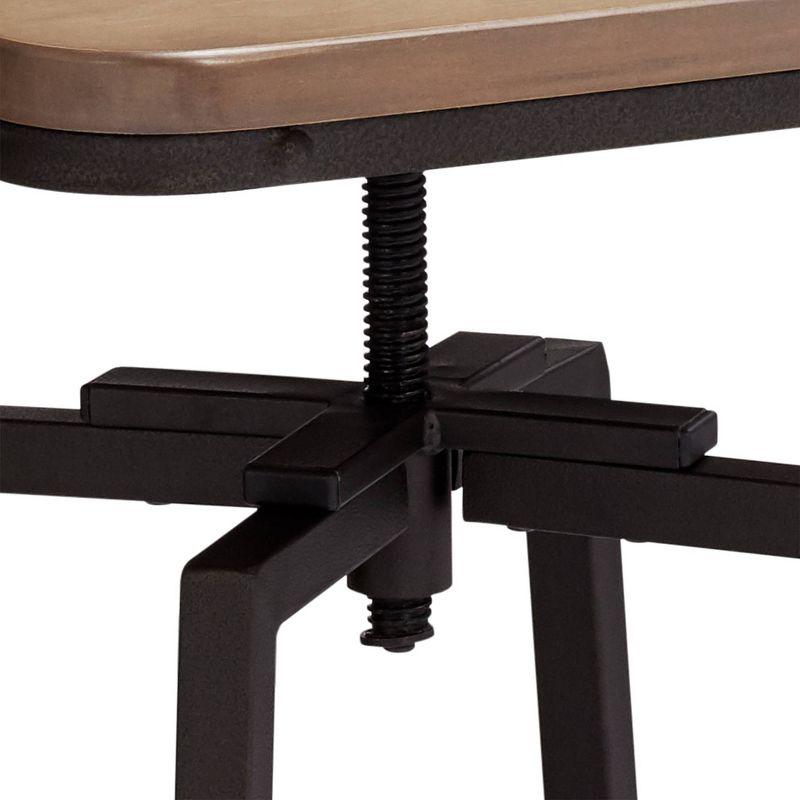 Elm Lane Roark Bronze Swivel Bar Stool Brown 29 1/2" High Industrial Adjustable Light Wood Seat with Low Backrest Footrest for Kitchen Counter Height
