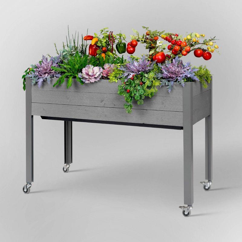 47" Wide rectangular Planter Self-Watering Wooden Gray - CedarCraft