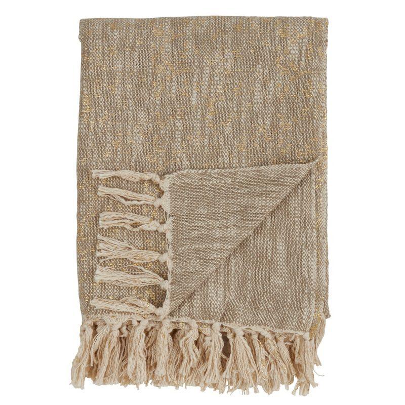 50"x60" Foil Print Throw Blanket with Tassels - Saro Lifestyle