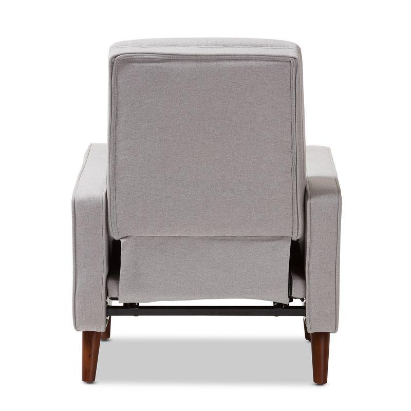 Mathias Mid Century Modern Fabric Upholstered Lounge Chair Light Gray - Baxton Studio: Recliner, Home Office Furniture