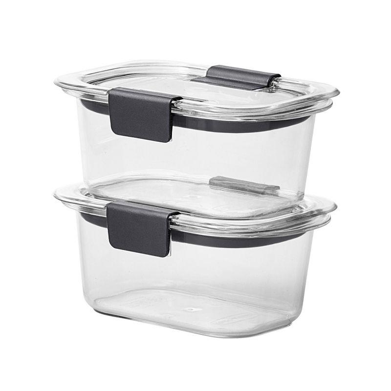 Rubbermaid 1.3 cup 2pk Brillance Food Storage Container: Clear Plastic, Freezer & Microwave Safe, Dishwasher Safe, Lunch & Snack