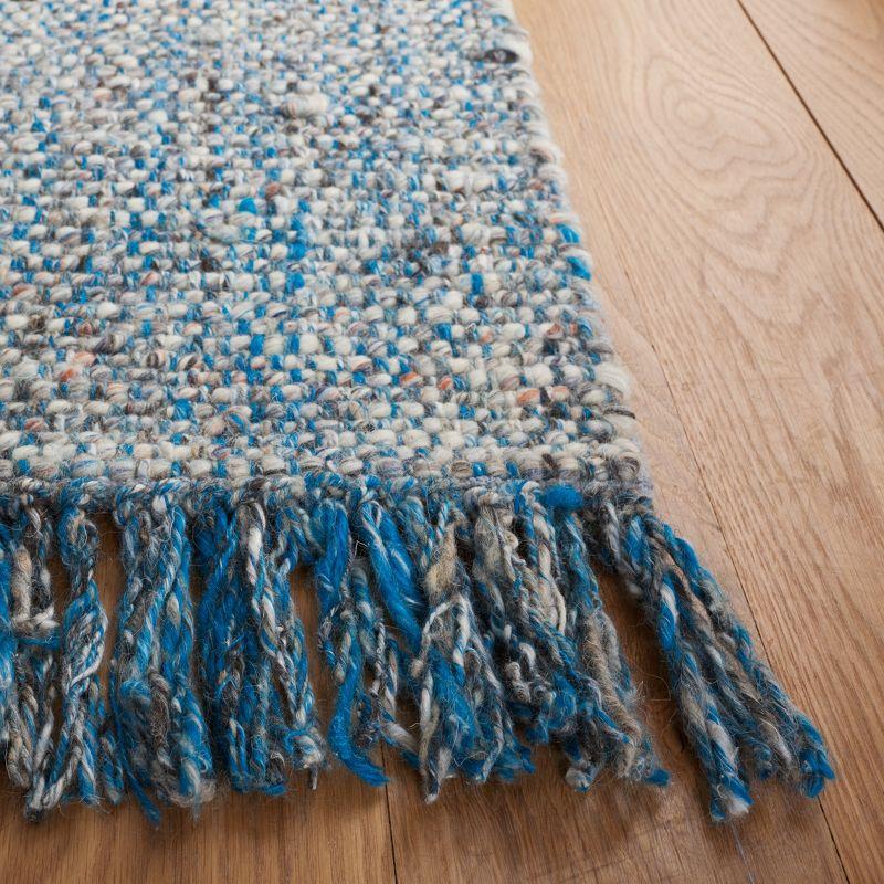 Handmade Blue and Gray Wool Blend 4' x 6' Area Rug