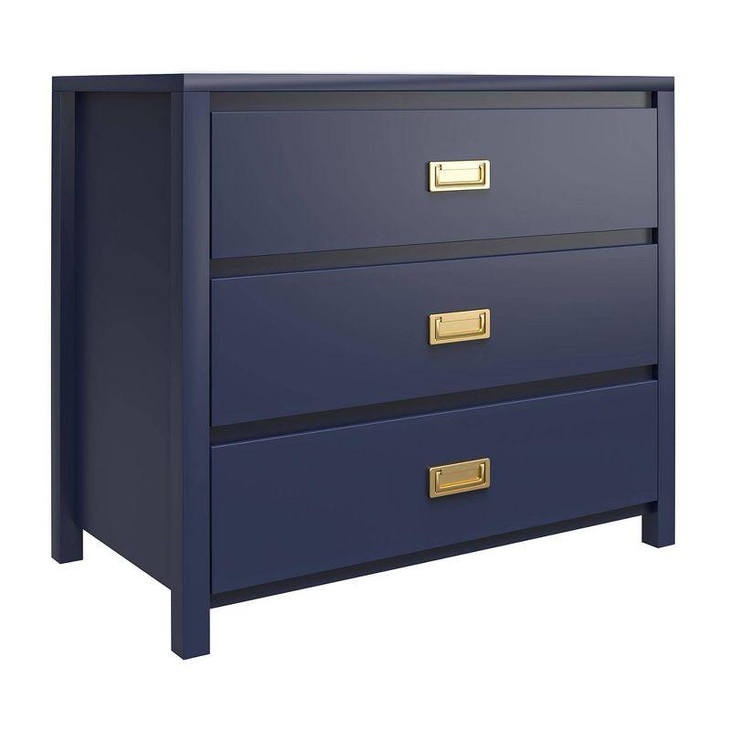 Navy 3-Drawer Kids' Dresser with Gold Pulls