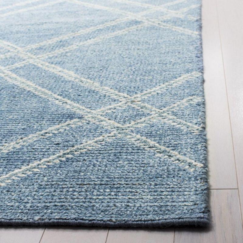 Deep Blue Hand-Knotted Wool and Viscose 4' x 6' Rug