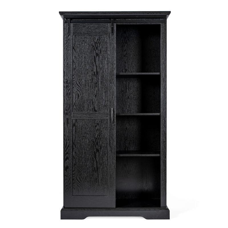 Merrick Lane Farmhouse Storage Cabinet, Semi-Open Storage with Sliding Barn Door