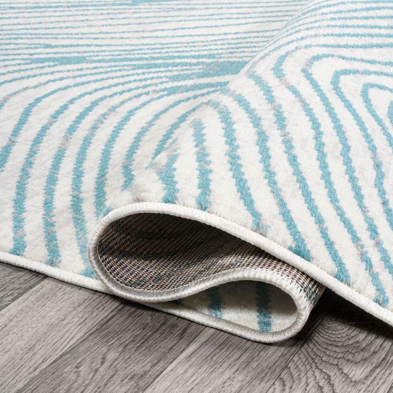 Coastal Geometric Blue Synthetic 4' x 6' Area Rug