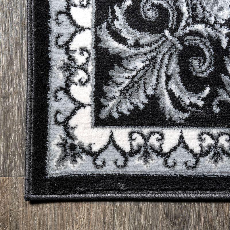 3'x 5' Acanthus French Border Area Rug, Black/Gray - JONATHAN Y