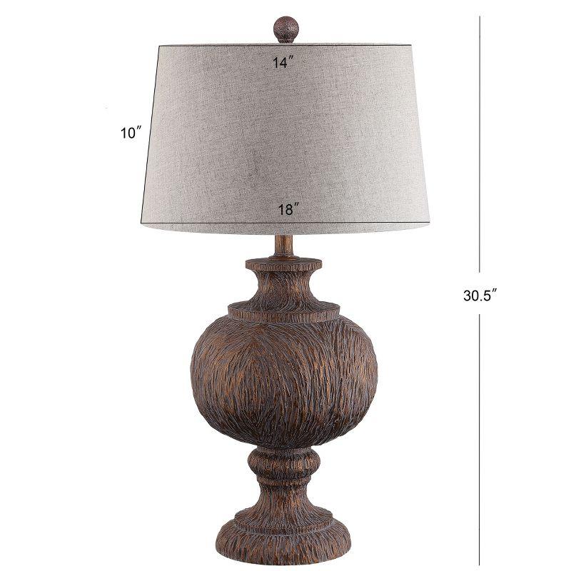 JONATHAN Y Scarlett 31" Resin LED Table Lamp, Dark Brown with Gray Shade