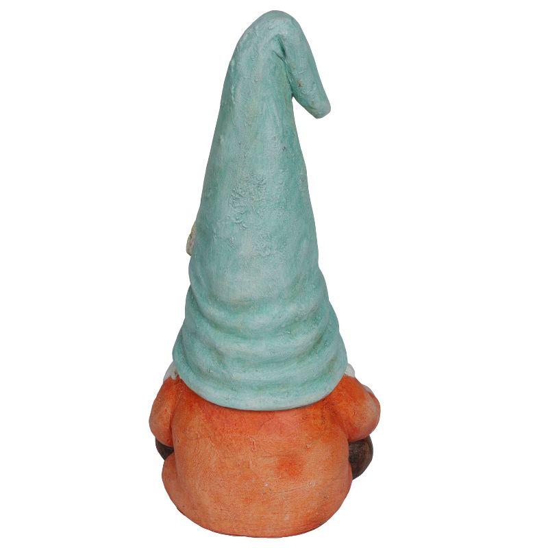 Alpine Corporation Gnome With Turquoise Hat Reading Book Décor: Ceramic Statue, Mythical Charm, Indoor/Outdoor Use