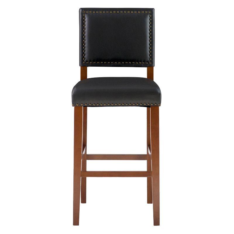 29" Brook Padded Back and Seat Faux Leather Barstool Hardwood/Black - Linon