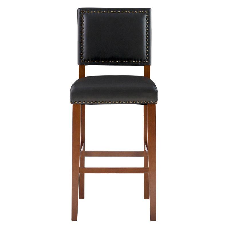 Brook 30" Black Wood Bar Stool with Faux Leather Seat