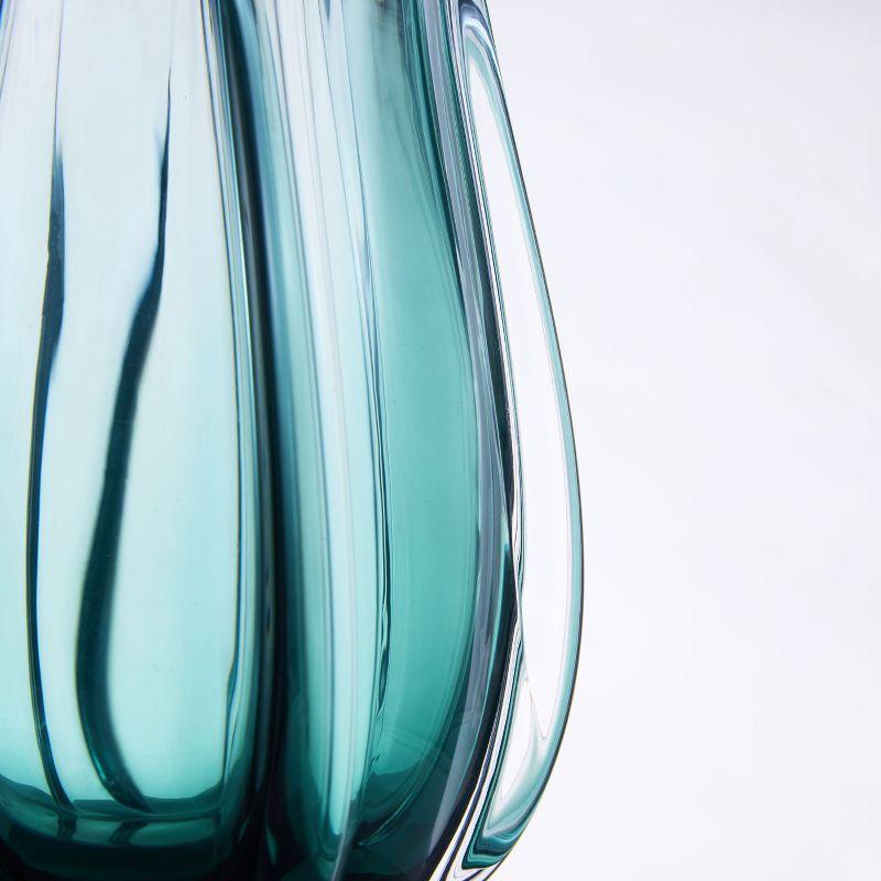 Luxury Lane Hand Blown Laine Art Glass Vase Forest Green Ombre 12.5"H