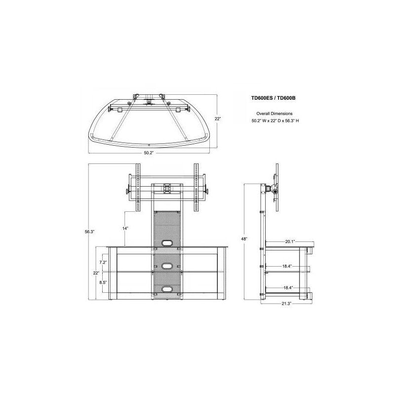 TransDeco Flat panel TV mounting system w/ 3 AV shelves for up to 80Inch plasma or LCD/LED TVs - Espresso