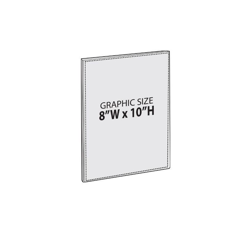 Azar Displays Clear Acrylic Magnet Back Sign Holder Frames 8" W x 10" H - Portrait / Vertical, 2-Pack (Set of 2)