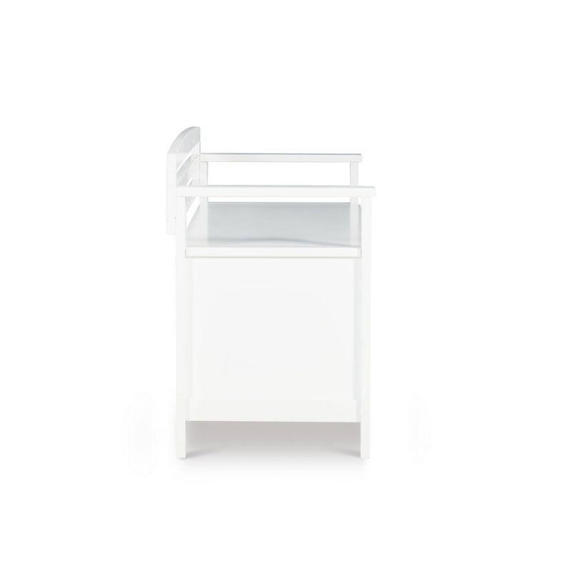 46" Laredo Solid Wood Storage Bench White - Linon: Entryway Flip Top, Ladderback Design