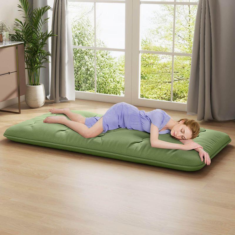 Costway Twin Futon Mattress Japanese Floor Sleeping Pad Washable Cover Carry Bag Green