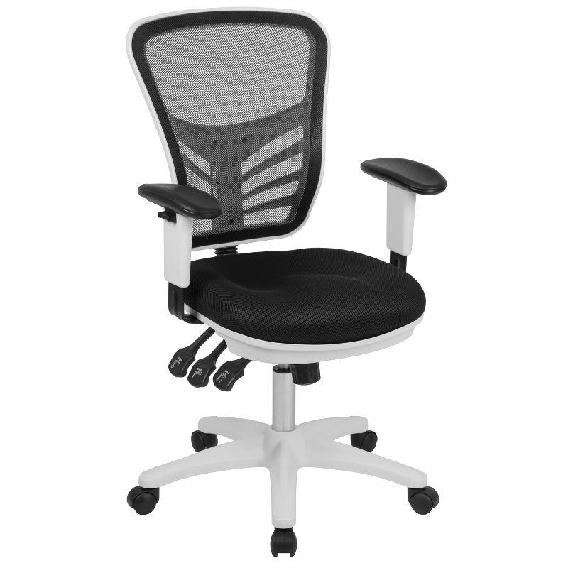 Ergonomic Mid-Back Swivel Office Chair with Adjustable Arms in Black Mesh