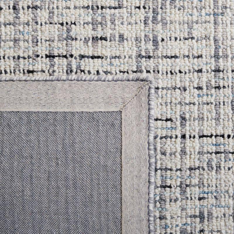 Ivory and Gray Abstract Handmade Wool Area Rug