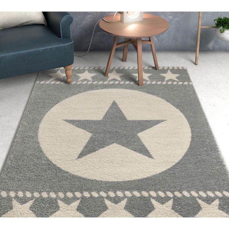 Modern Geometric Gray Synthetic Area Rug - 7'10" x 9'10"