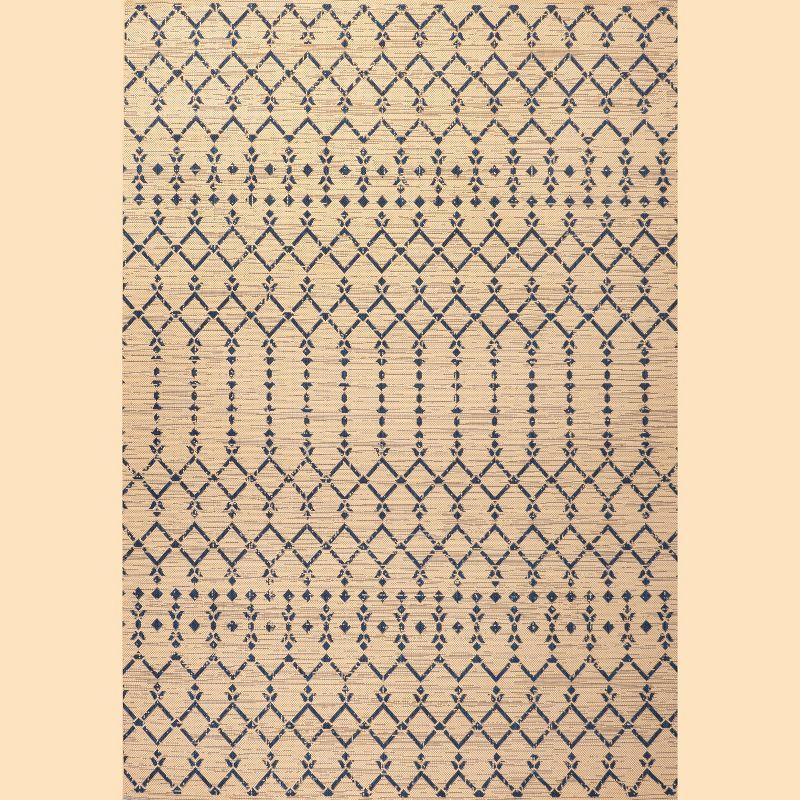 Ourika Moroccan Geometric Textured Weave Indoor/Outdoor Area Rug - JONATHAN Y