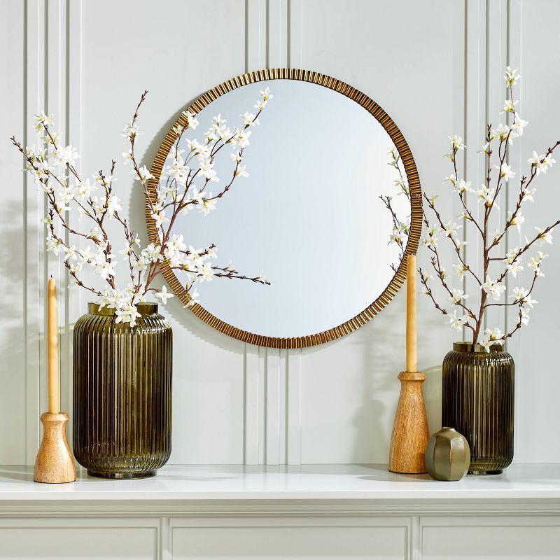 Pleated Brass Round Wall Mirror Antique Finish - Hearth & Hand™ with Magnolia