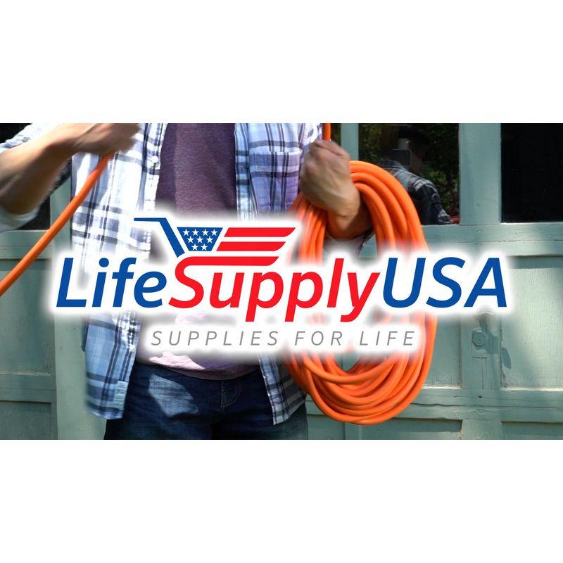 LifeSupplyUSA 10ft Power Extension Cord Outdoor & Indoor Waterproof Cable SJTW 16G 13A 125V 1625W 16/3 ETL Listed Black (1 Pack)