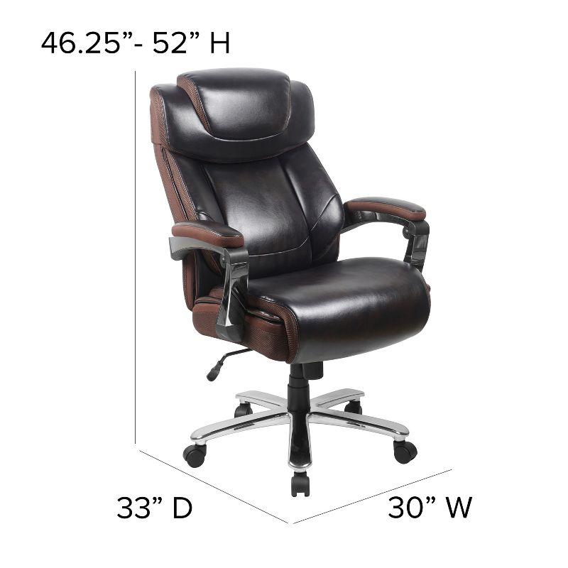 Flash Furniture Esmeralda Big & Tall LeatherSoft Ergonomic Office Chair with Headrest and Armrests