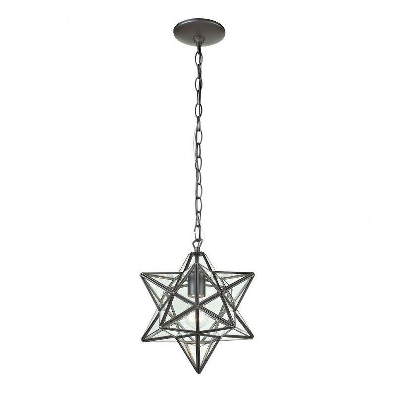 Bronze Star-Shaped Mini Pendant with Clear Glass