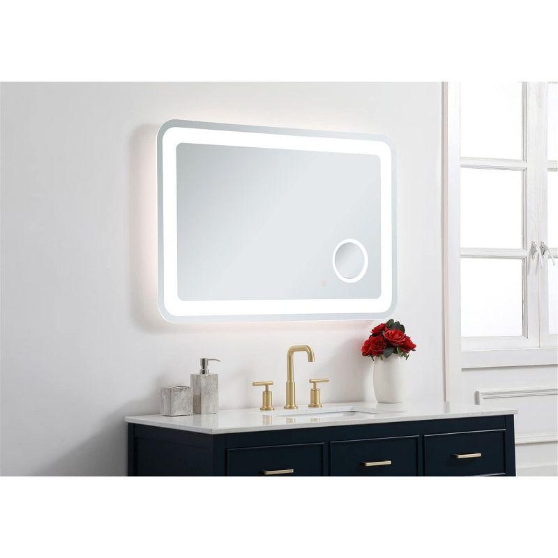 Elegant Lighting Lux 27in x 40in Hardwired LED mirror with magnifier and color changing temperature 3000K/4200K/6000K