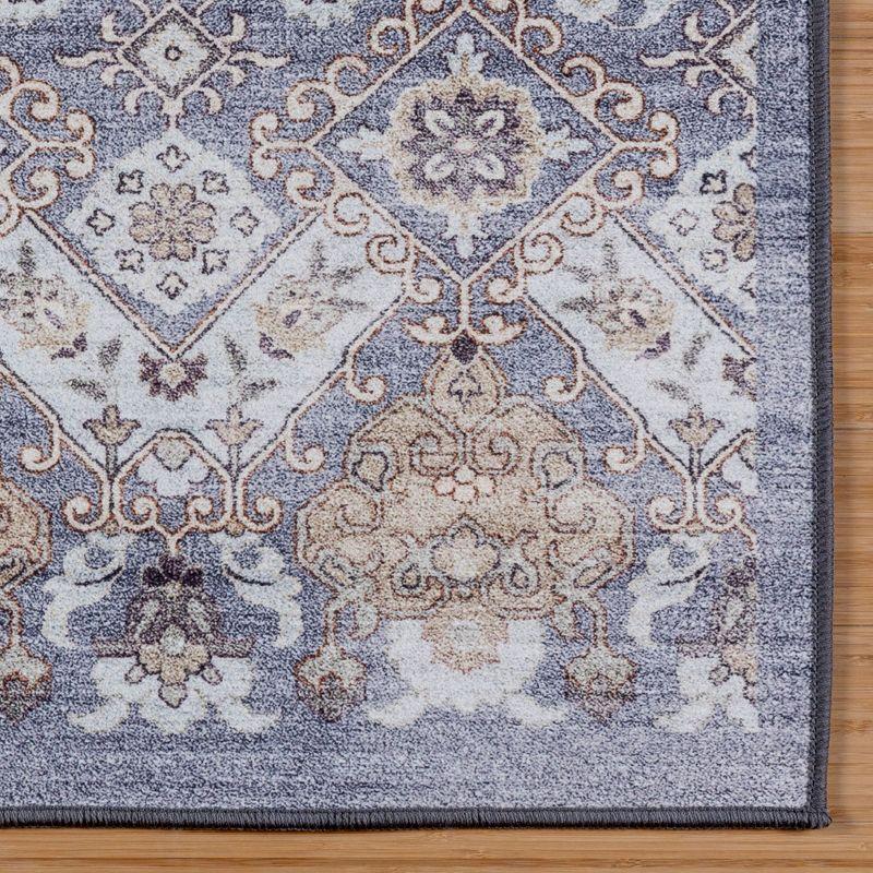 Gertmenian Crystal Print Tanis Gray Polyester Washable Moroccan Bohemian Area Rug