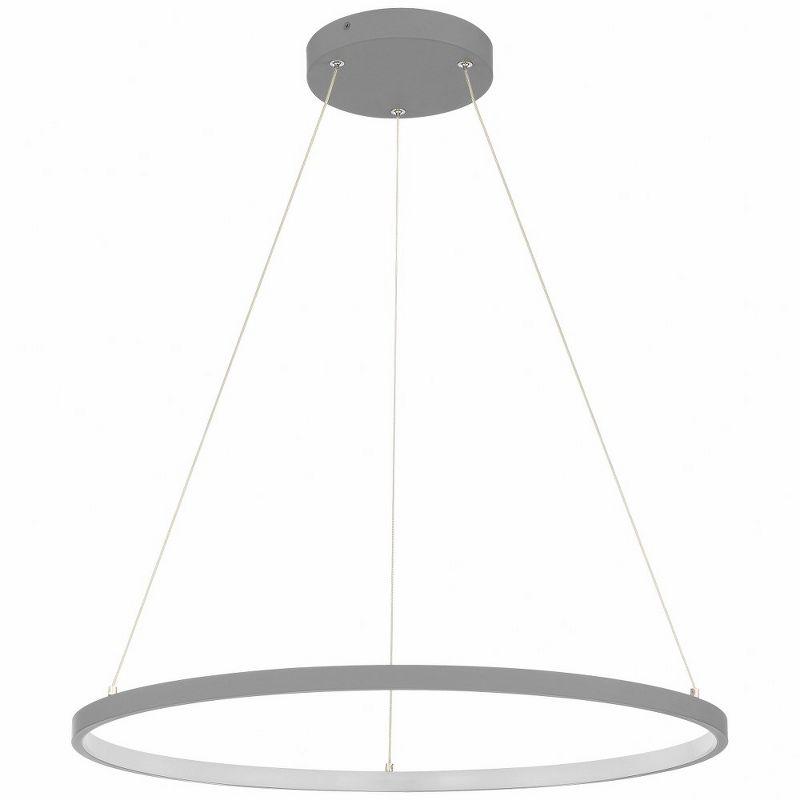 Matte Black Contemporary Circular LED Pendant Light, 31.5"