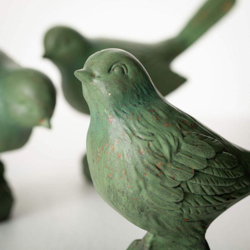 Sullivans 6"  5.5" & 8.25" Green Bird Figurine Set of 3  Resin