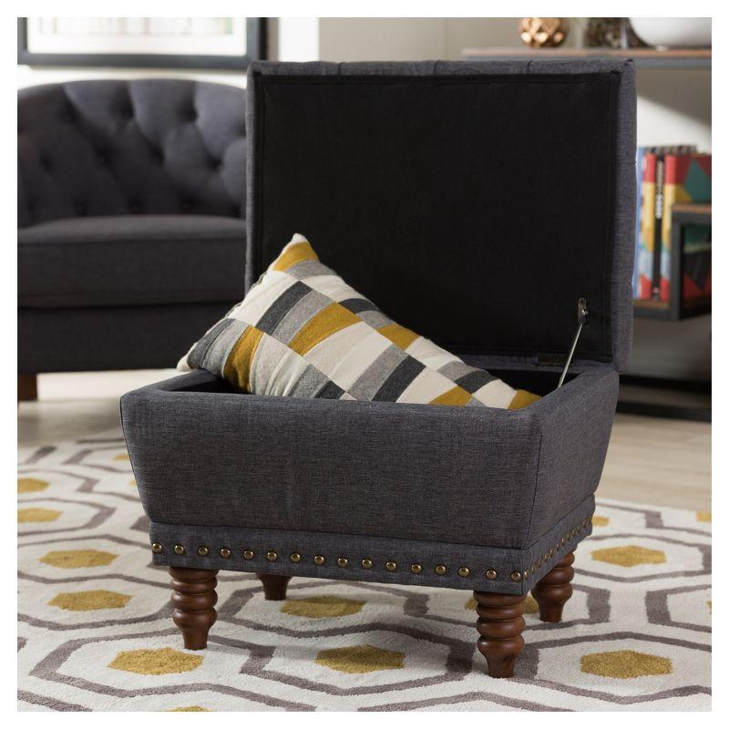 Annabelle Modern and Contemporary Wood Finish with Fabric Upholstered Button - Tufted Storage Ottoman - Baxton Studio