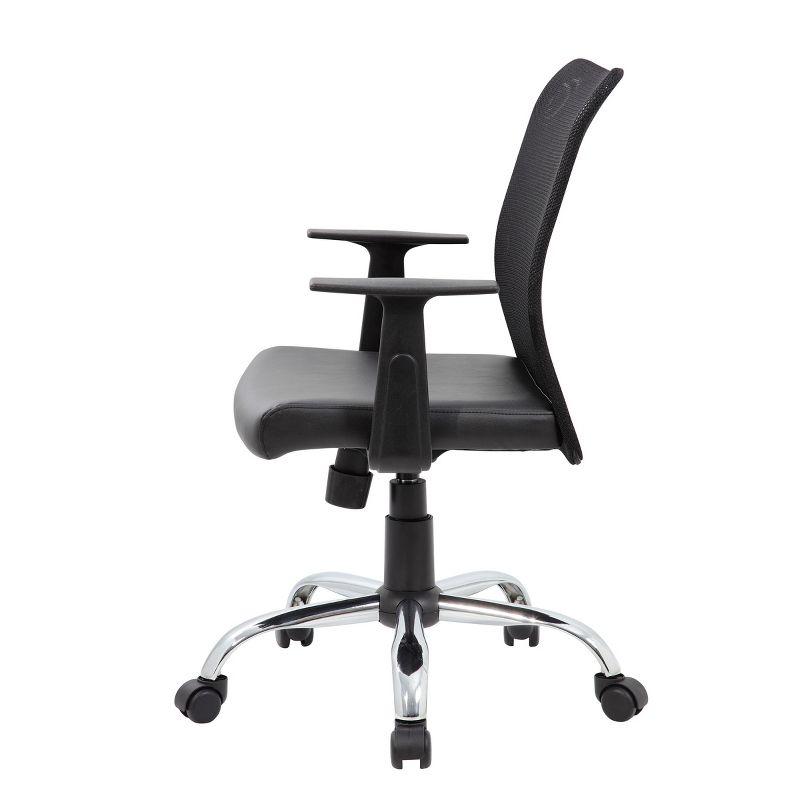 Fixed Arm Budget Mesh Task Chair Black - Boss Office Products: Chrome Base, Pneumatic Lift, Locking Tilt Control