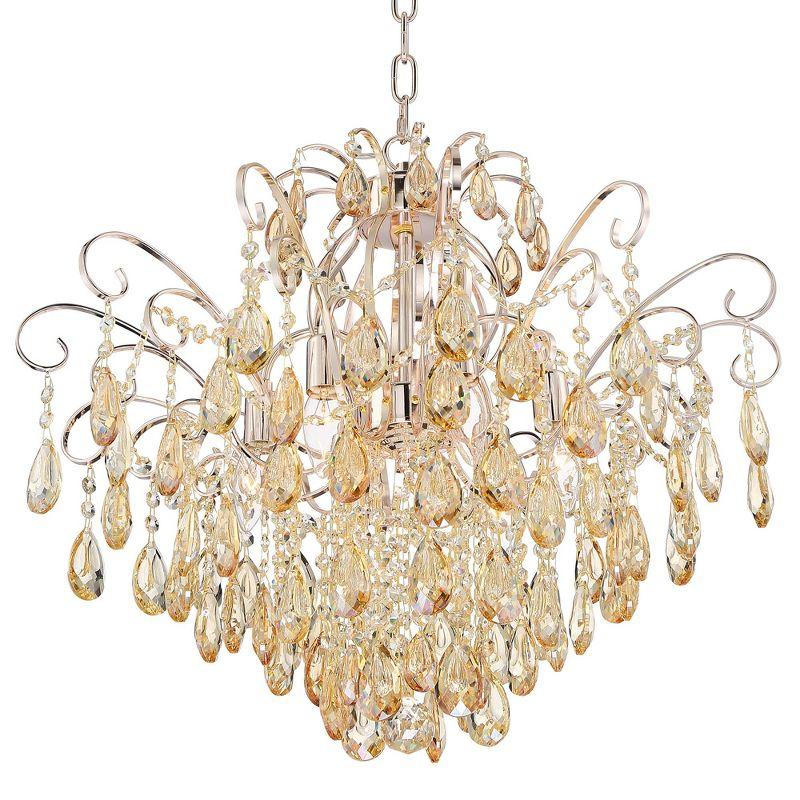 Vienna Full Spectrum Mellie Champagne Gold Chandelier 24" Wide French Crystal 6-Light Fixture for Dining Room House Kitchen Island Entryway Bedroom