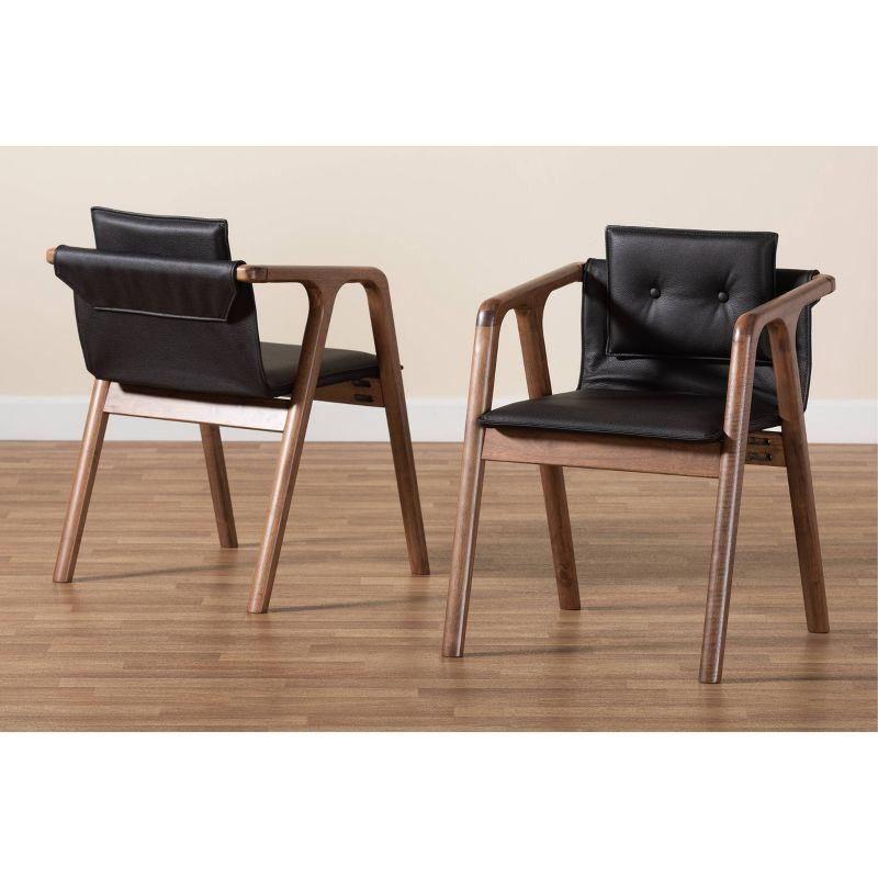 2pc Marcena Imitation Leather Dining Chair Set with Sloping Armrests - Baxton Studio