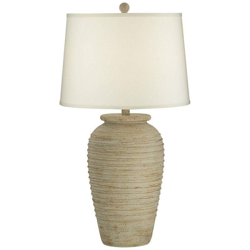 Austin Sand Toned Jug Table Lamp with Cream Linen Shade