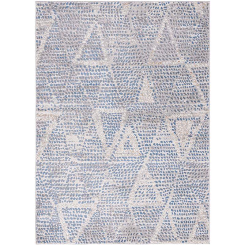 Palma Marlyne Hand-Knotted Blue Geometric 9' x 12' Area Rug