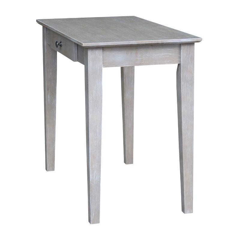 Transitional Solid Parawood Home Office Desk in Washed Gray Taupe with Drawer