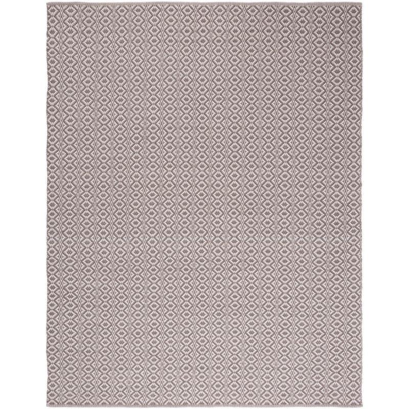 Ivory & Grey Geometric Hand-Woven Cotton Area Rug 8' x 10'