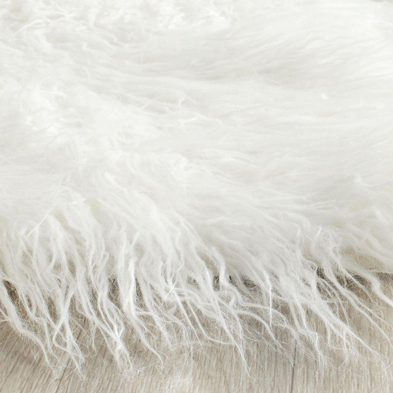 Ivory Faux Sheepskin 4' x 6' Rectangular Area Rug