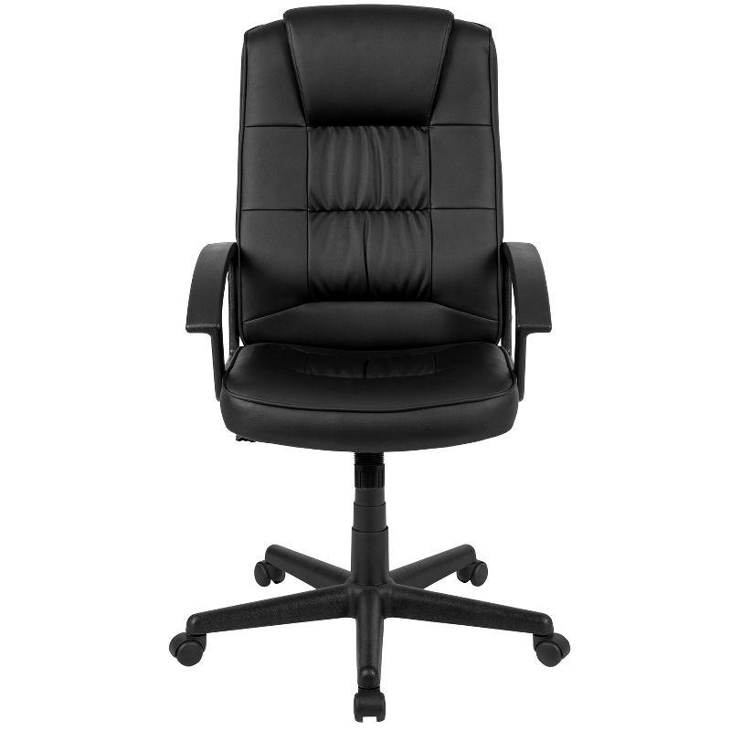 Flash Furniture Biscayne Flash Fundamentals High Back Black LeatherSoft-Padded Task Office Chair with Arms