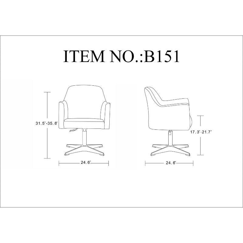 Pelo Faux Leather Adjustable Height Swivel Accent Chair Orange - Manhattan Comfort: Chrome-Plated, Modern Design, 300 lbs Capacity