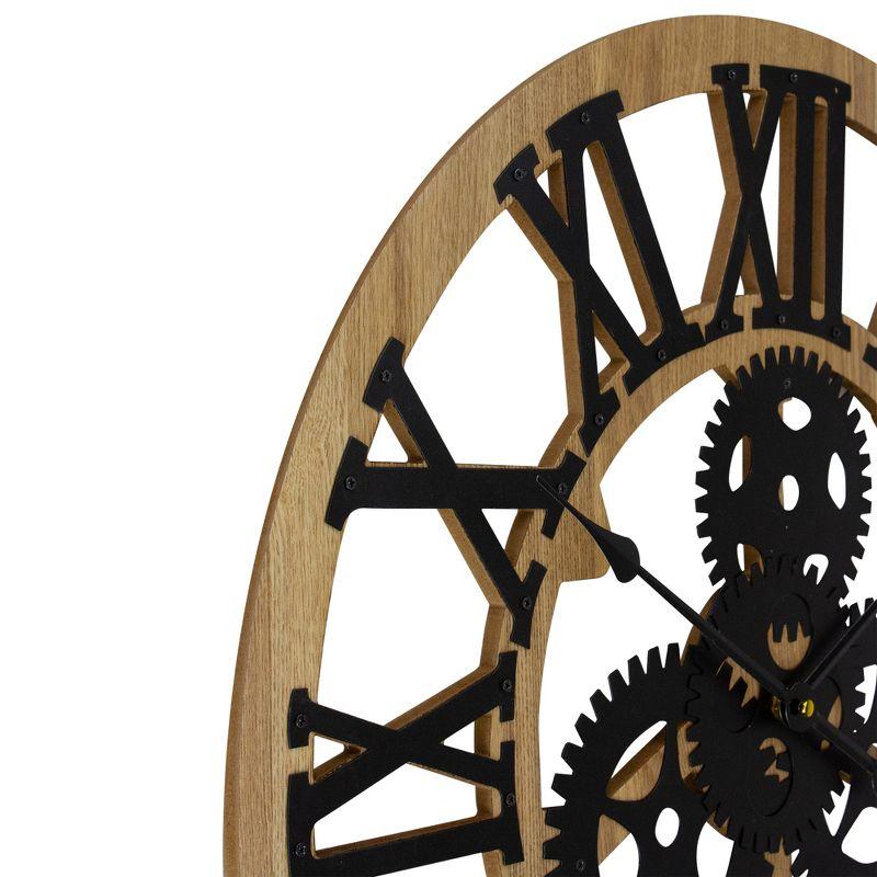 24" Roman Numeral Battery Operated Round Wall Clock with Cogs